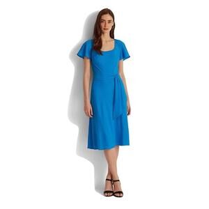 NWT LAUREN RALPH LAUREN BLUE FIT AND FLARE MIDI CREPE DRESS SIZE 6